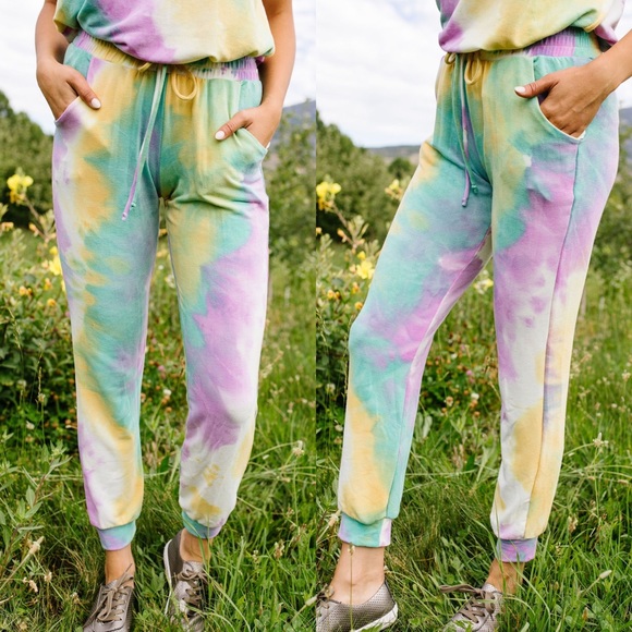 Dash of Pink Pants - Mint Tie Dye Lounge Joggers